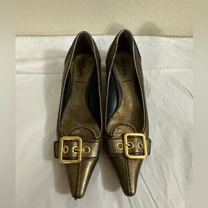 PRADA Women's leather Metallic Buckle shoe